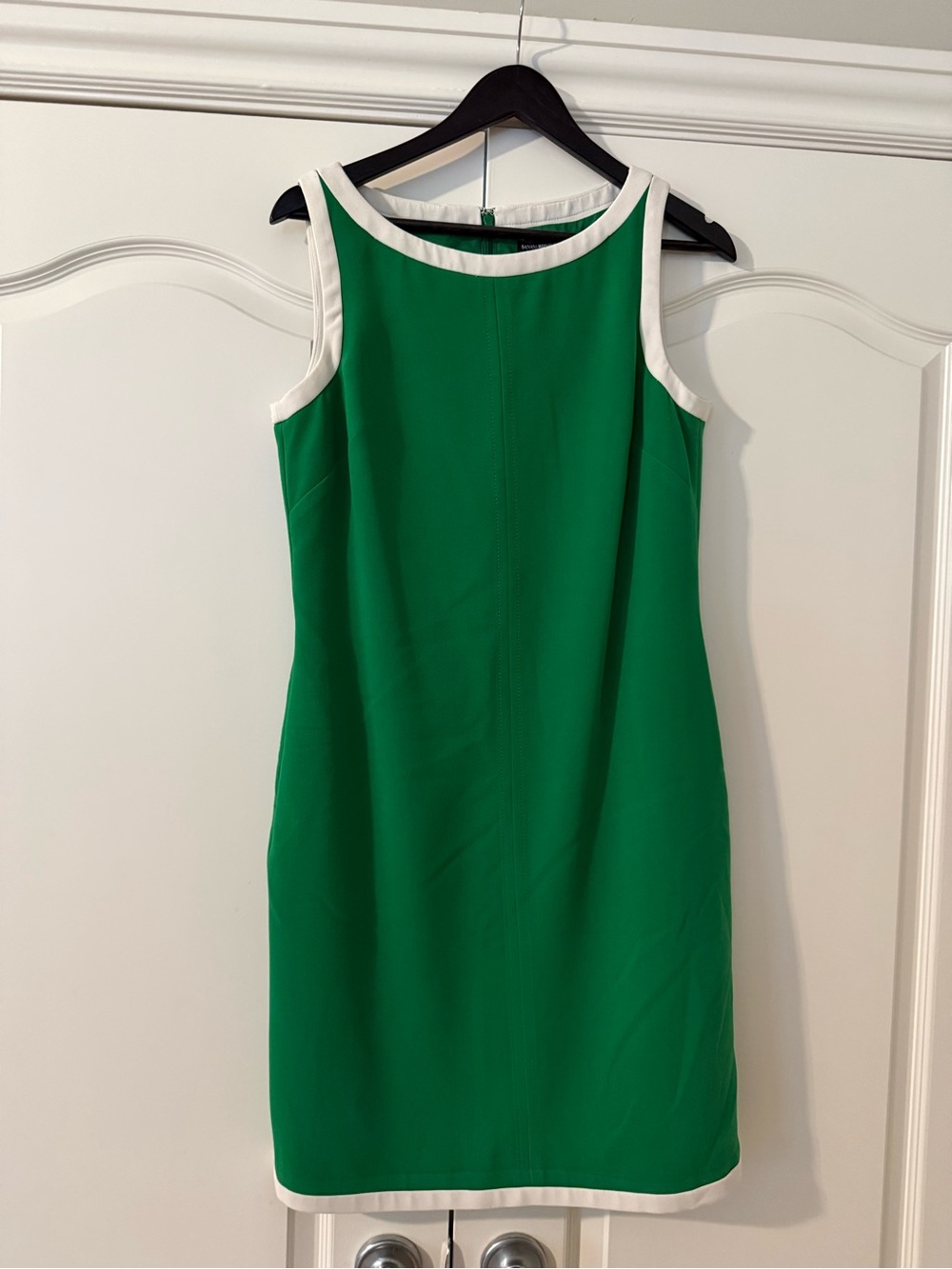 Banana Republic Mad Men Collection Sleeveless Green Shift Dress with White Trim